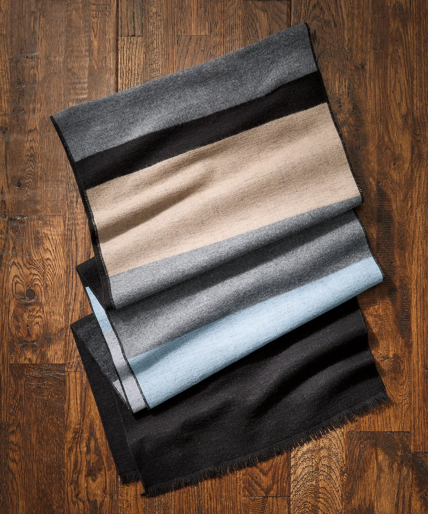 100% Brushed Silk Engineered Stripe Scarf