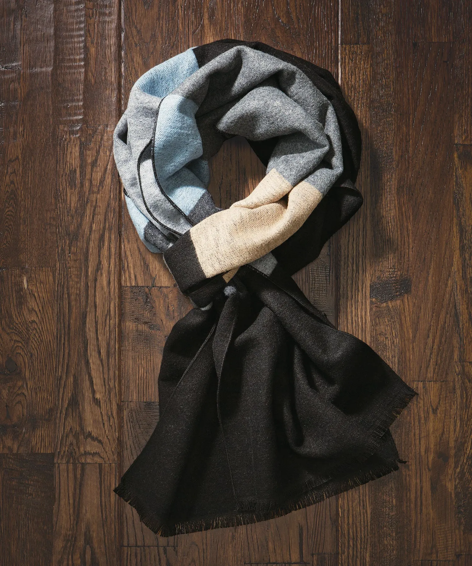 100% Brushed Silk Engineered Stripe Scarf