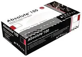 Absolute 100 Nitrile Powder Free Black Gloves Medium