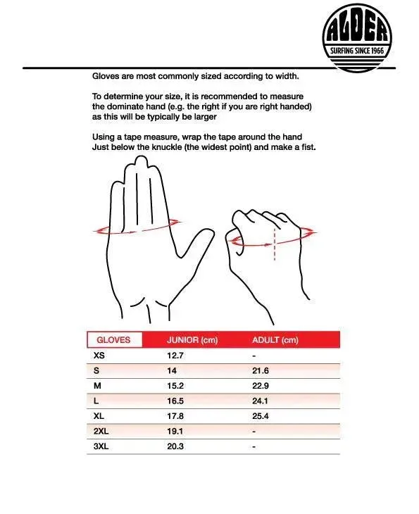 Alder Spirit 4mm 5-Finger Wetsuit Adults Kids Gloves