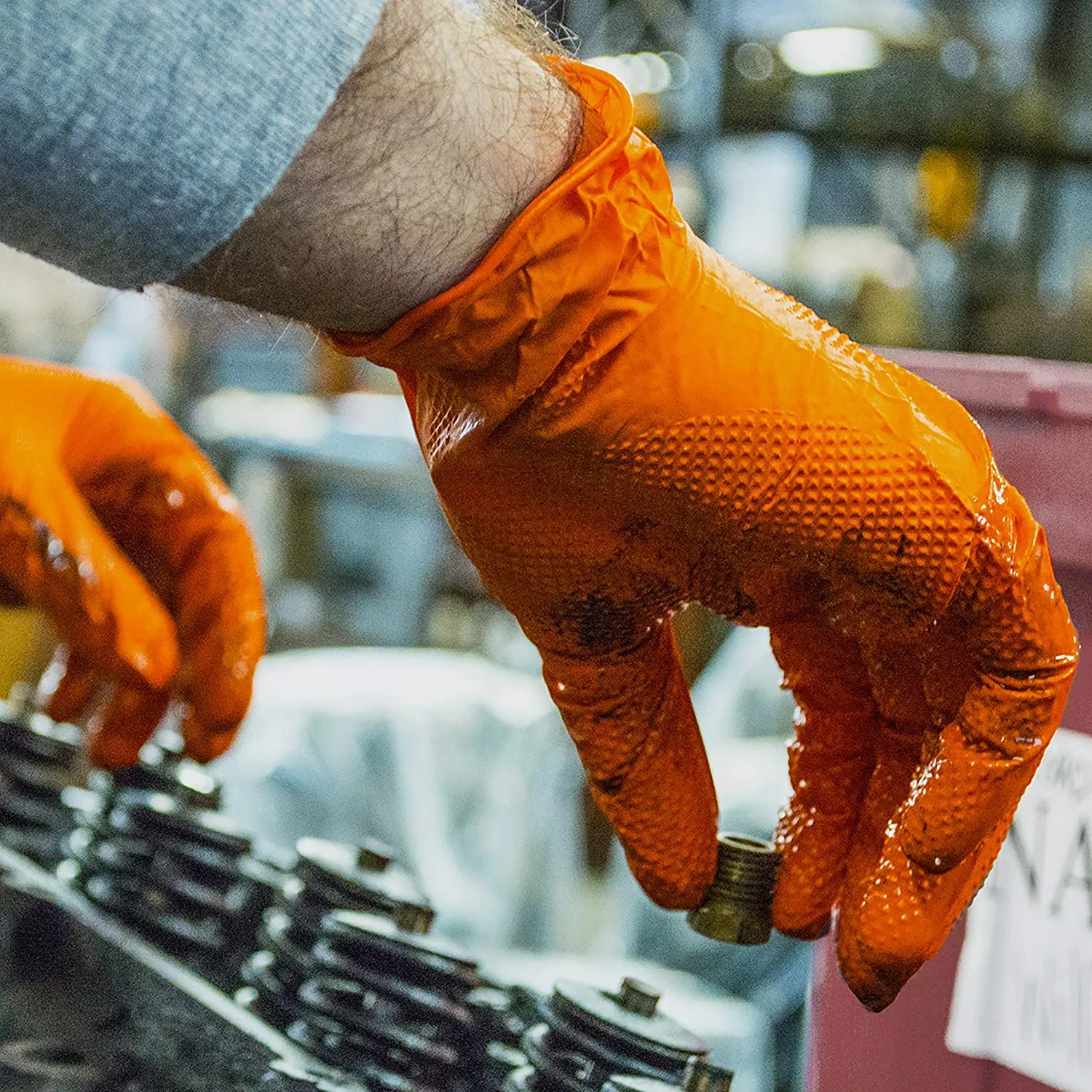 AMMEX® Gloveworks® HD Orange Nitrile Powder Free Industrial Gloves
