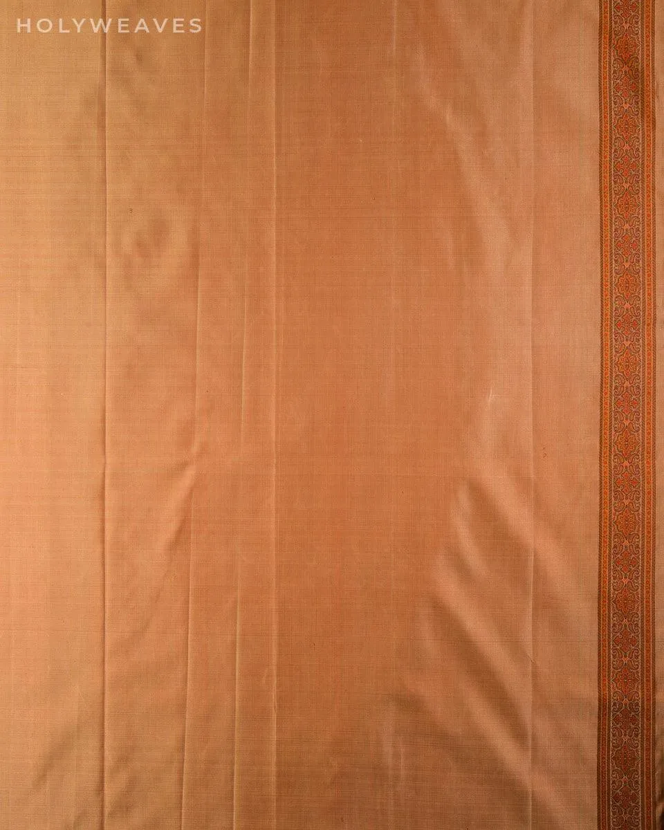 Beige Banarasi Tehri Jamawar Handwoven Katan Silk Saree with Mughal Kairi Jaal