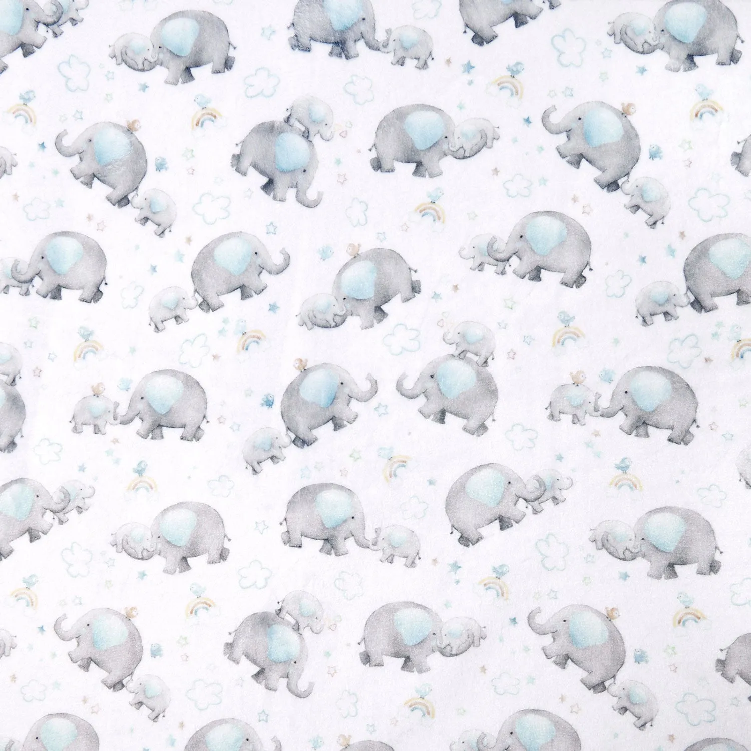 Cloud Cuddle® Print - Little Peanut Blue Digitally Printed Yardage