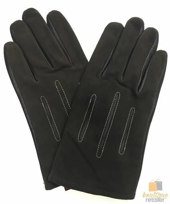 DENTS Mens Sheepskin Leather Gloves with Acrylic Lining Warm Winter - Brown
