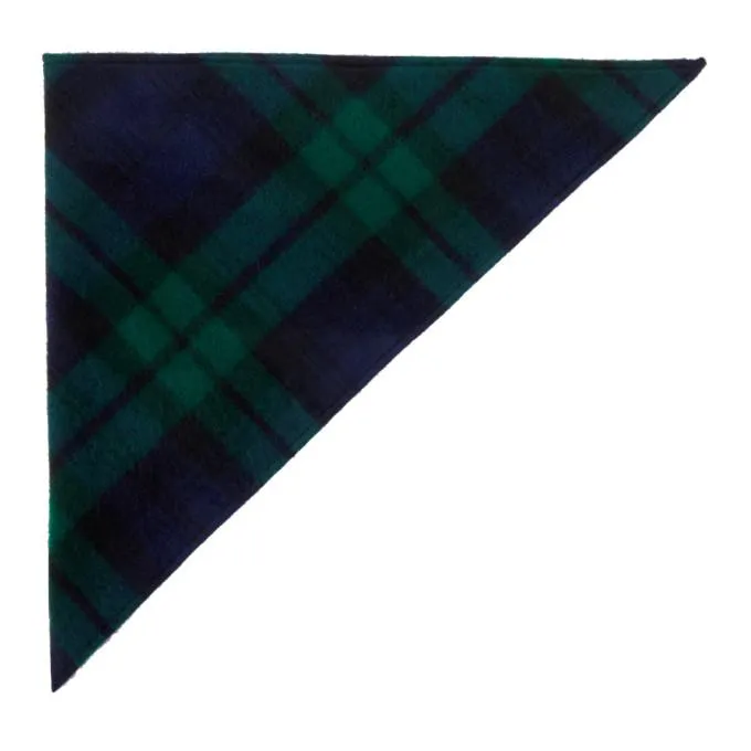 Dheygere Navy and Green Knit Kerchief Head Scarf