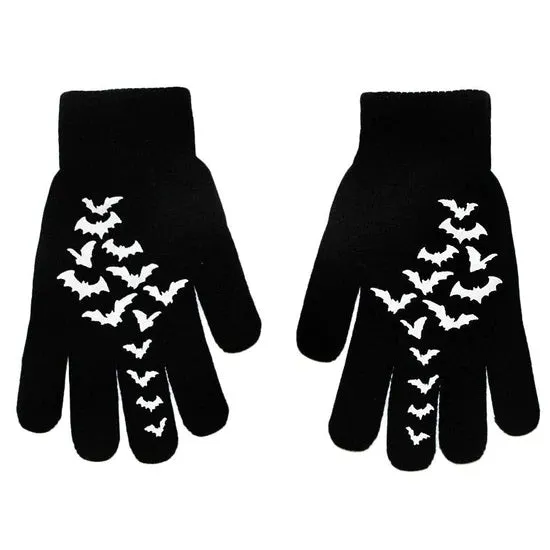 Fly Me To The Moon Bats Winter Knit Gloves