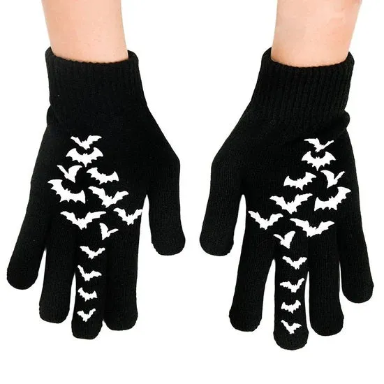 Fly Me To The Moon Bats Winter Knit Gloves