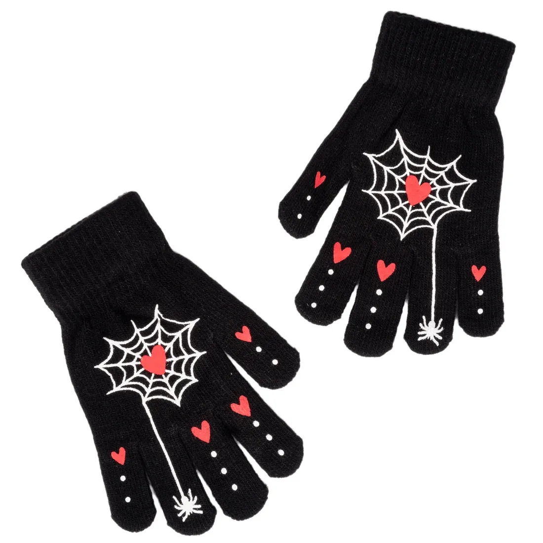 Heart Webs Finger Tattoo Winter Knit Gloves
