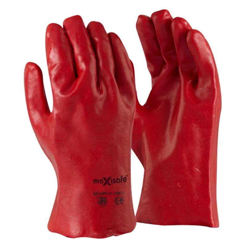 Heavy Duty PVC Red Gloves - Pack of 10