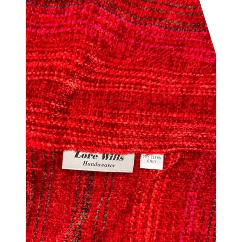 Lore Wills Handwoven Oversized Fringe Chenille Shawl New Mexico Artisan New