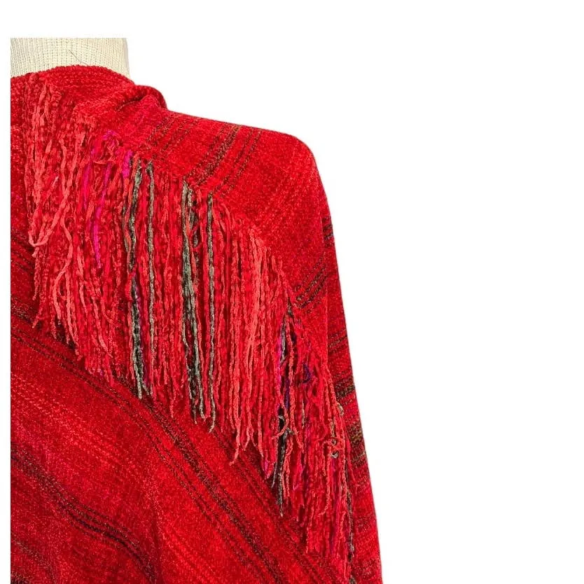 Lore Wills Handwoven Oversized Fringe Chenille Shawl New Mexico Artisan New
