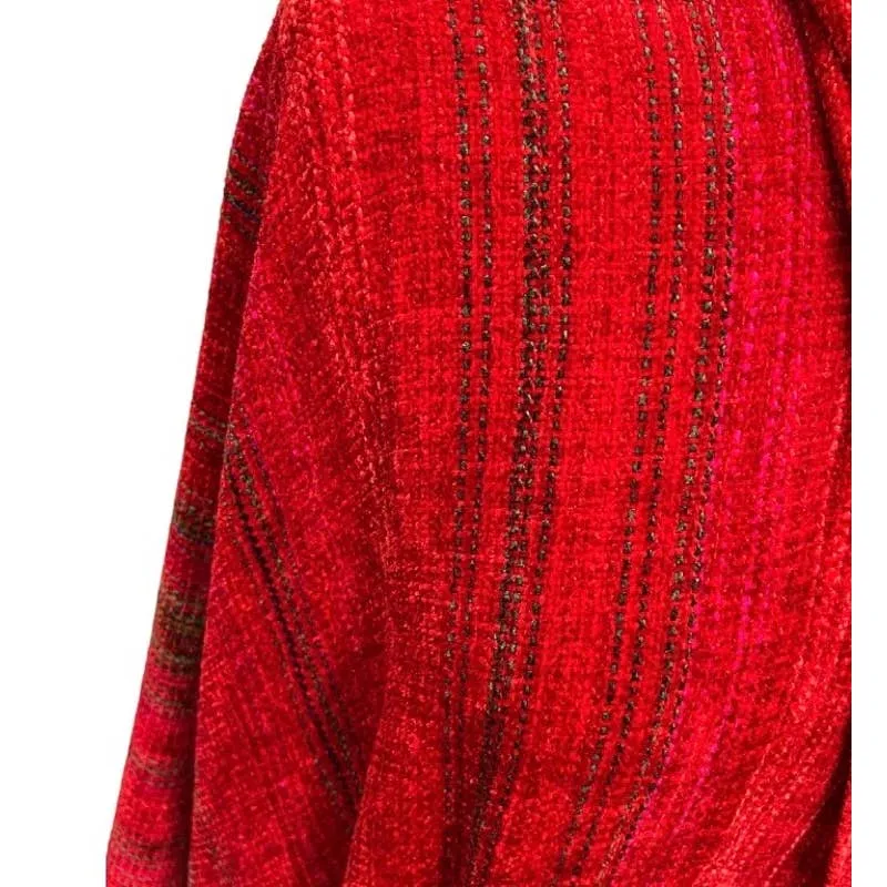 Lore Wills Handwoven Oversized Fringe Chenille Shawl New Mexico Artisan New