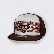 LOST CALF KODA WHITE/BROWN FLAT HAT