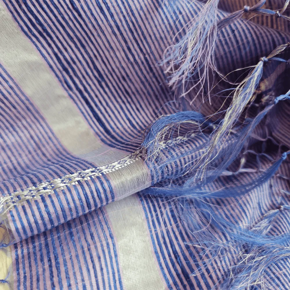 Mauve & Silver Handwoven Fine Silk-Cotton Scarf/Stole