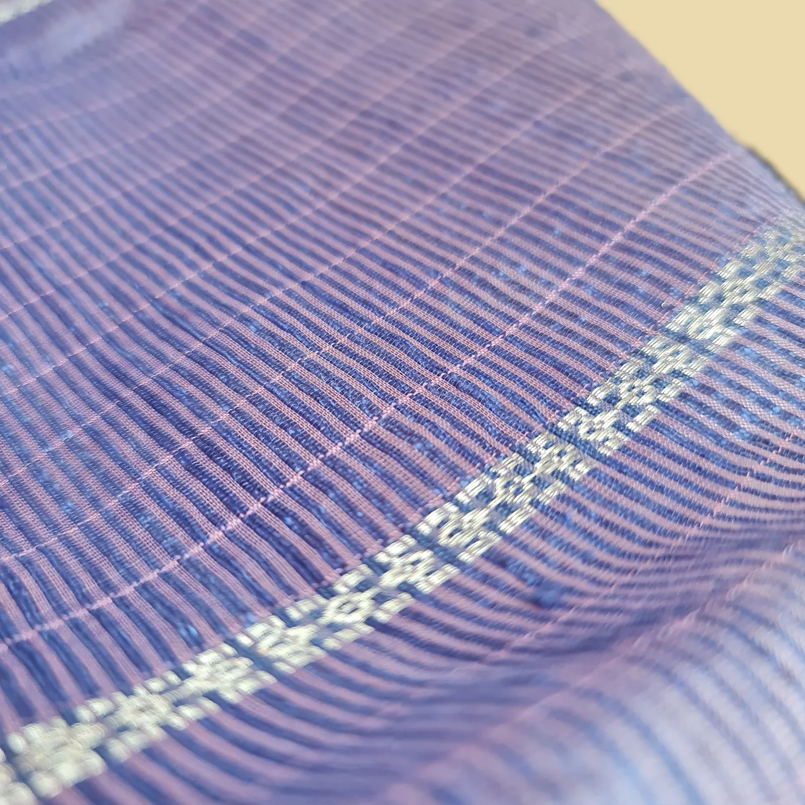 Mauve & Silver Handwoven Fine Silk-Cotton Scarf/Stole