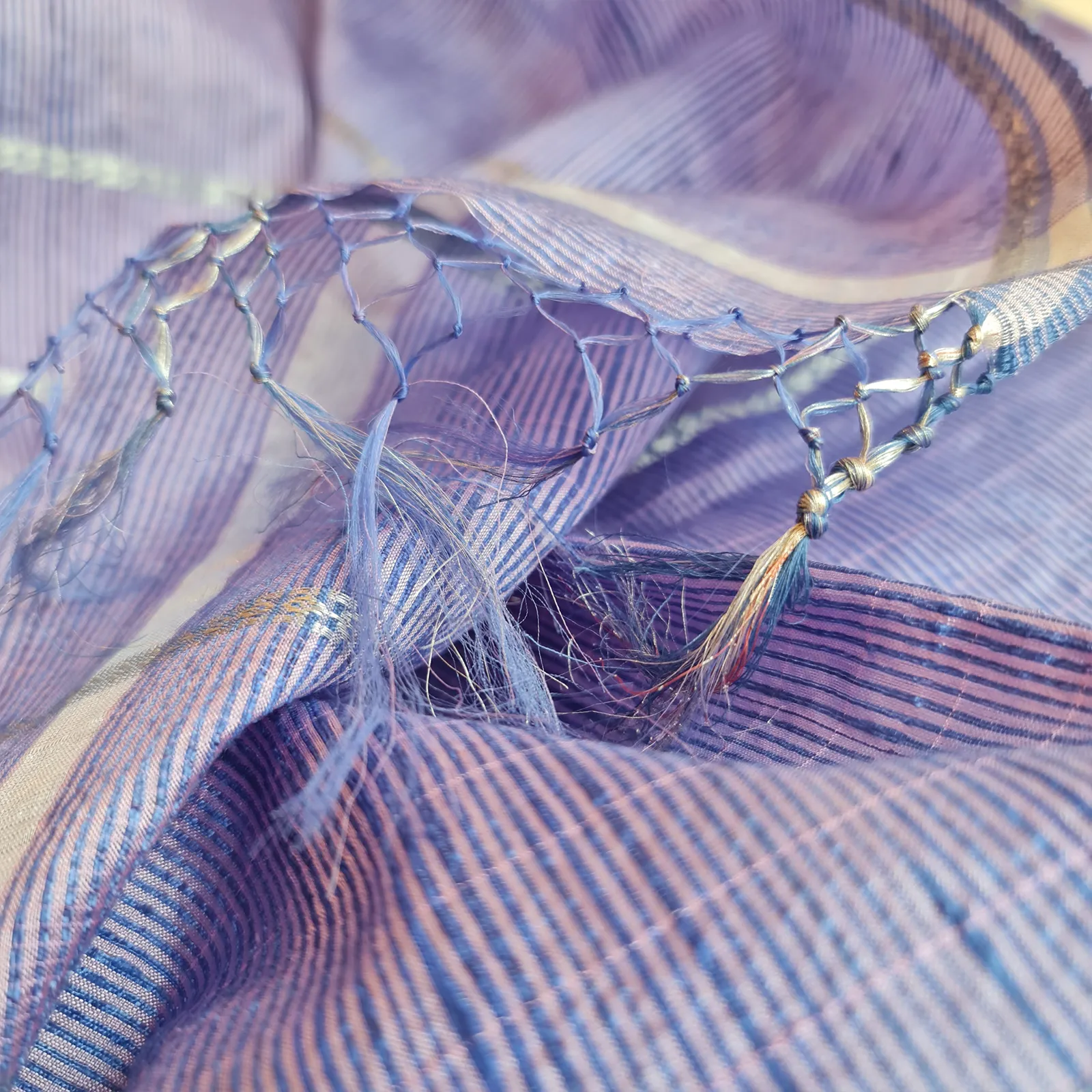 Mauve & Silver Handwoven Fine Silk-Cotton Scarf/Stole