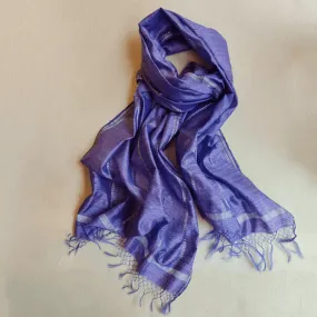 Mauve & Silver Handwoven Fine Silk-Cotton Scarf/Stole
