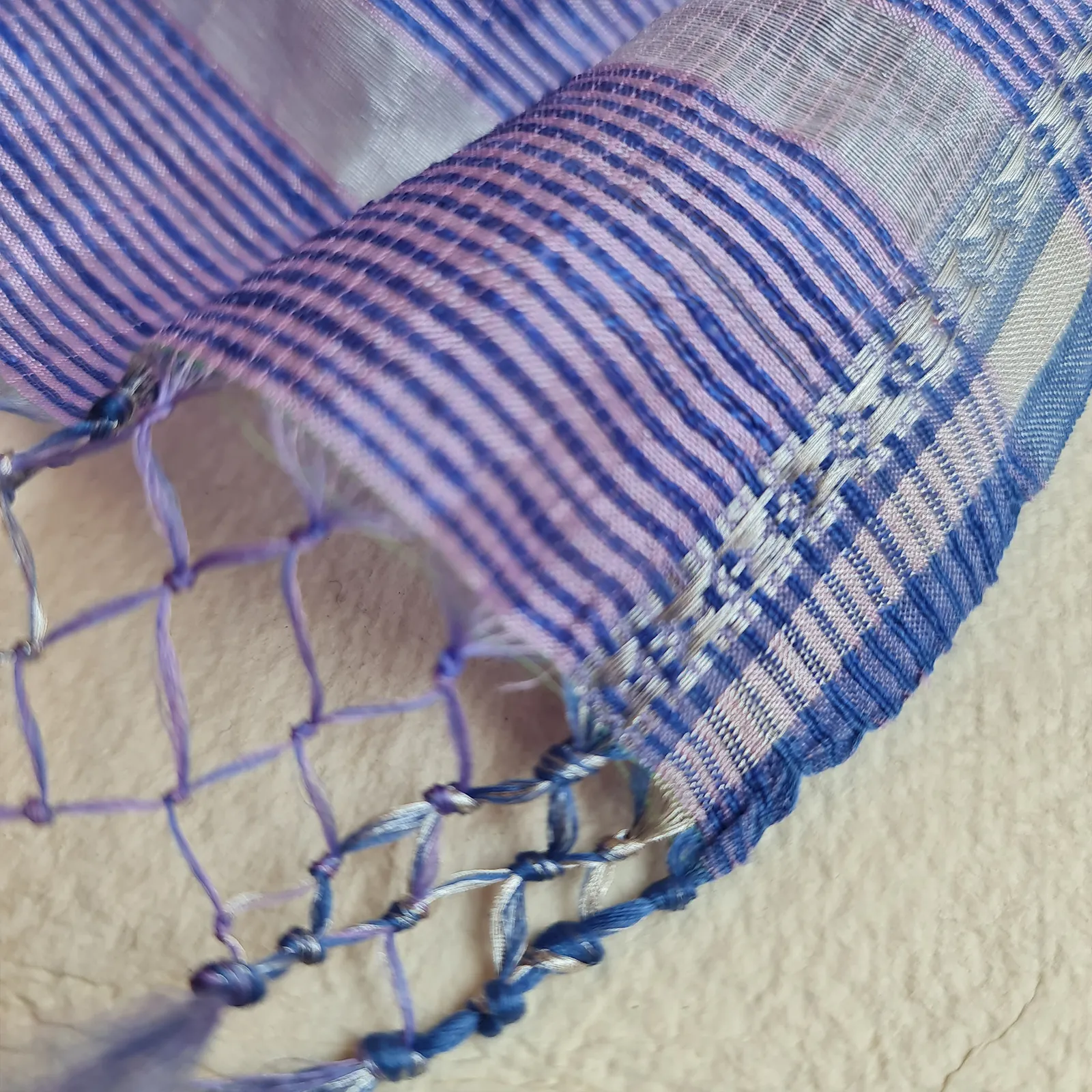 Mauve & Silver Handwoven Fine Silk-Cotton Scarf/Stole