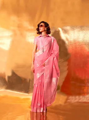 Party Wear Pure Linen Cotton Handwoven Saree