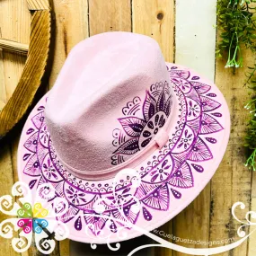Pink Indiana Mitla Velvet Hat - Hand Painted Hat