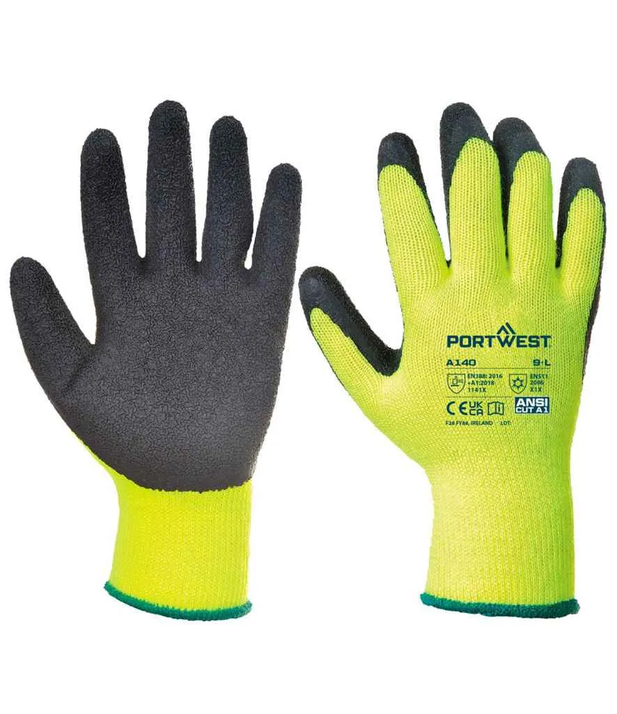 Portwest Thermal Grip Gloves | Yellow