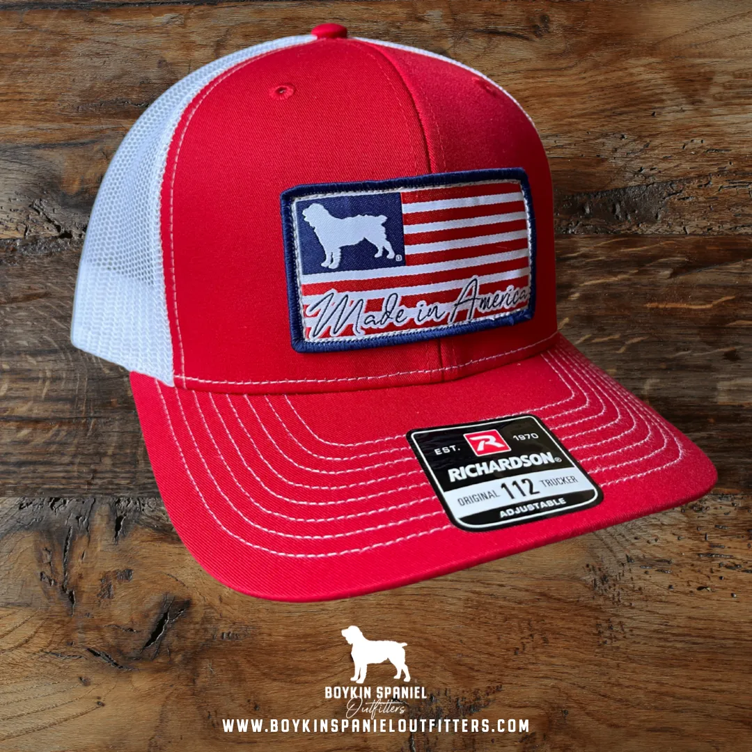 Richardson 112 Classic Trucker Cap - American Boykin Flag Patch - Red/White