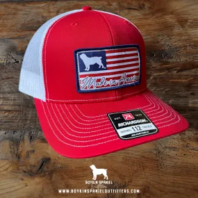 Richardson 112 Classic Trucker Cap - American Boykin Flag Patch - Red/White