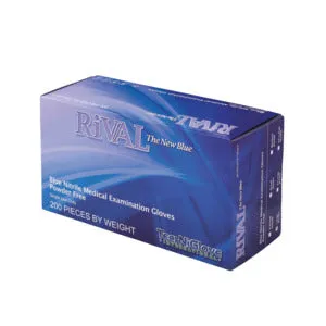 Techniglove RV400 Nitrile Gloves, RiVAL Powder-Free, Blue, X-Small, 2000/Case