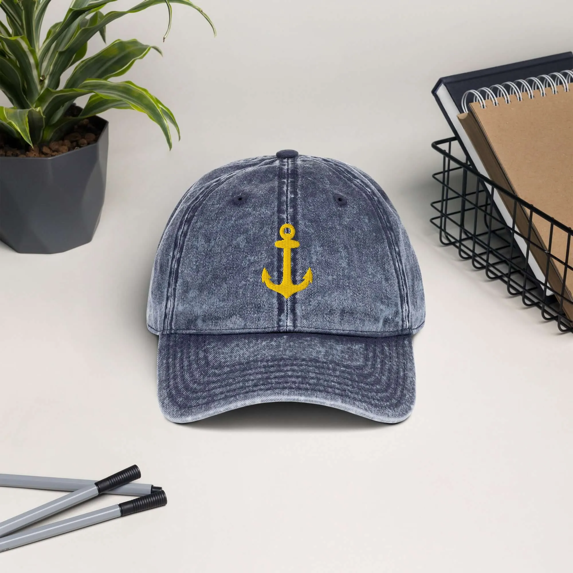 Vintage Cotton Twill Cap on anchor