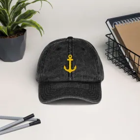 Vintage Cotton Twill Cap on anchor